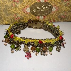 Vintage Mille Fleur Beaded 7” Bracelet